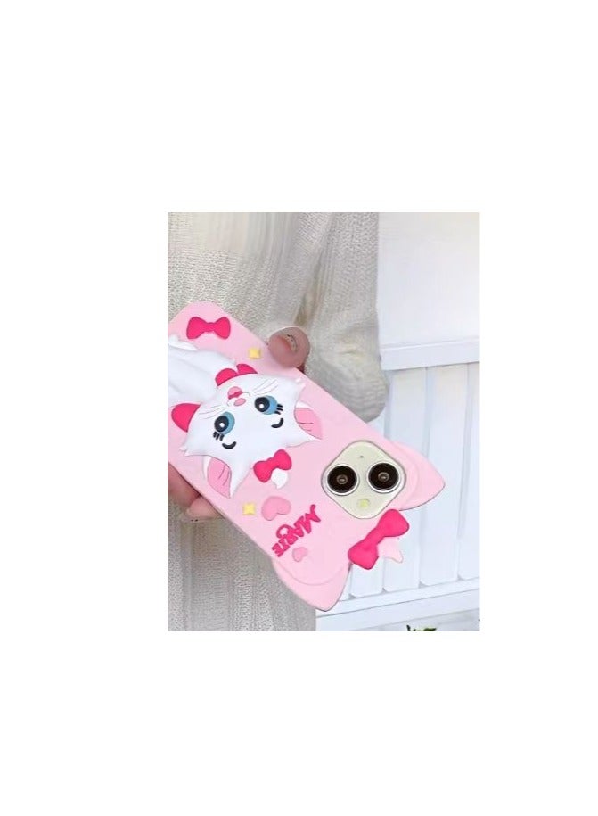 3D Cartoon Mary Kitty View Case, Premium Silicone Case Compatible with 16 pro