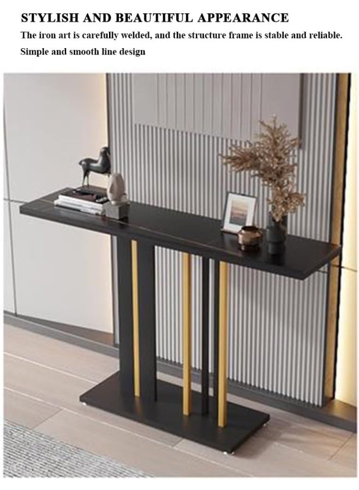 DubaiGallery Sleek Black Modern Console Table with Gold Metallic Elements designed to transform hallways and living areas, offering a durable tabletop, clean lines, and contemporary style that blends seamlessly into elegant home décor environments. - Image 2