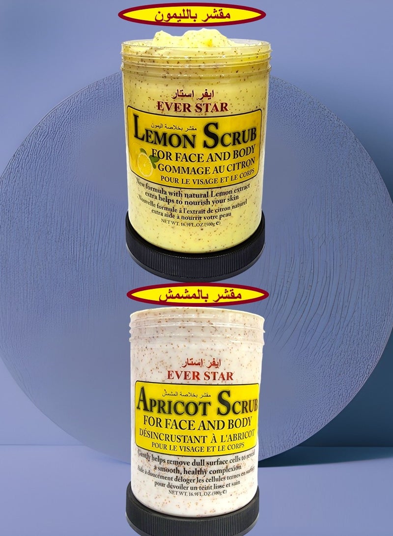 Ever star Lemon Body  Scrub 500 G + With Apricot Extract Body  Scrub 500 G  2 Pieces - Image 1