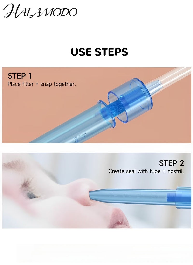 HALAMODO Baby Nasal Aspirator Kit of 1pc Nasal Aspirator & 1pc Nail Files 1pc Bath Brush & 1pc Storage Box Mouth-to-nasal Suction Tube Nose Suctioners for Baby Congestion Relief - Image 5