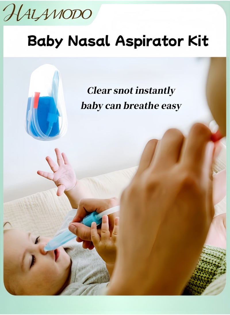 HALAMODO Baby Nasal Aspirator Kit of 1pc Nasal Aspirator & 1pc Nail Files 1pc Bath Brush & 1pc Storage Box Mouth-to-nasal Suction Tube Nose Suctioners for Baby Congestion Relief - Image 1