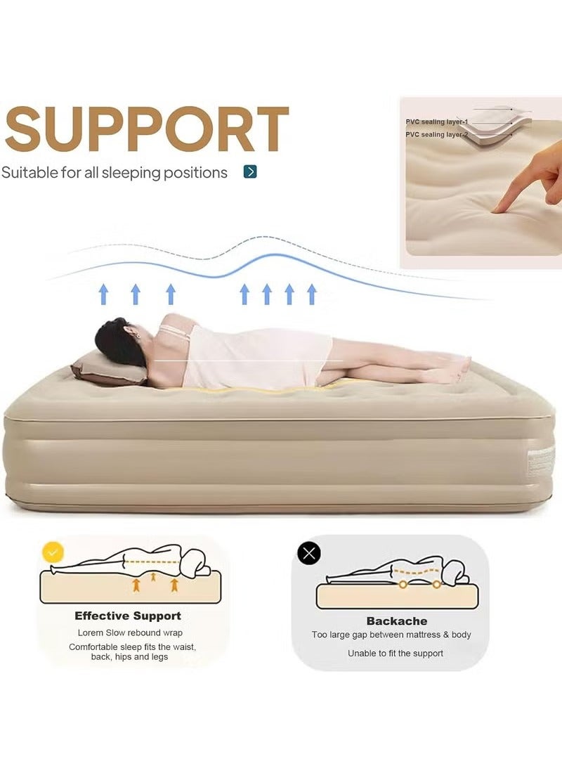 Generic Portable Inflatable Air Mattress with Built-in Electric Pump – Water-Resistant Sleeping Pad Features Fast Self-Inflation & Deflation, Ideal for Home, Guests, Camping, Travel, and Outdoor Use  - Image 2