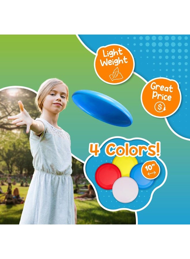 Fun Central AU203 10" Plastic Flying Disc, Assorted Flying Disk for Outside Play - Pack of 12 (red, White, Yellow, Blue) - Image 3