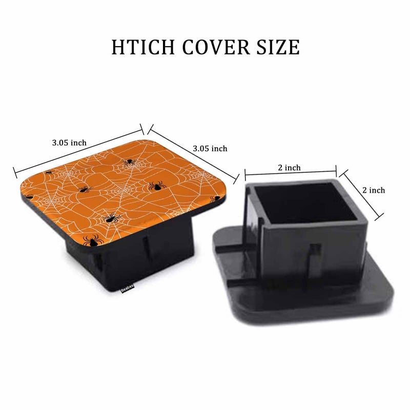 Beabes Spider Web Receiver Hitch Cover  Halloween Spider Cobwebs Towing Hitch Cover Plug Fits 2 Inch Receivers  Funny Hitch Tube Covers Trailer Hitch Accessories for Men Women  Orange - Image 2