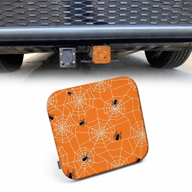 Beabes Spider Web Receiver Hitch Cover  Halloween Spider Cobwebs Towing Hitch Cover Plug Fits 2 Inch Receivers  Funny Hitch Tube Covers Trailer Hitch Accessories for Men Women  Orange - Image 1