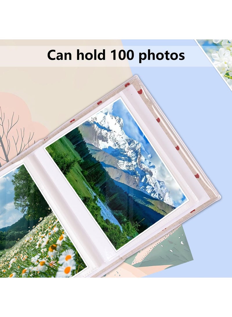 Winner 1-Piece Heart Photo Album 100 Photos (4 x 6 Inch) - Portable Mini Linen Cover Scrapbook Album for Kids Birthday Family Wedding Anniversary Art & Craft Projects - Image 2