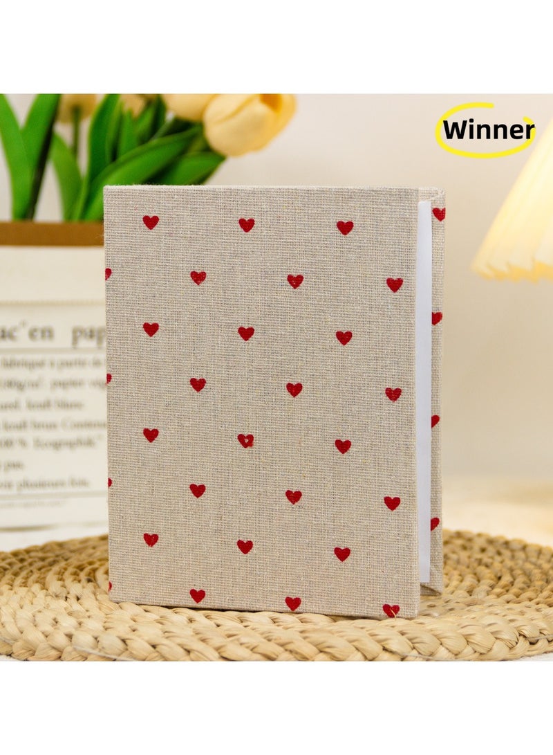 Winner 1-Piece Heart Photo Album 100 Photos (4 x 6 Inch) - Portable Mini Linen Cover Scrapbook Album for Kids Birthday Family Wedding Anniversary Art & Craft Projects - Image 1