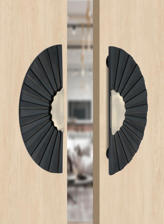 ALDEN Premium Heavy Duty 8 Inch Aluminium Door Pull Handle | Round Door Handle | Pull Push Handle for Front Door, Main Entrances | Black Antique Finish (Pack of 1 Pair) (DH-Butterfly) - Image 1