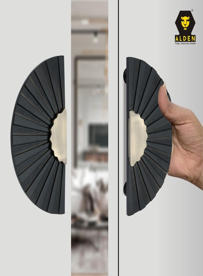 ALDEN Premium Heavy Duty 8 Inch Aluminium Door Pull Handle | Round Door Handle | Pull Push Handle for Front Door, Main Entrances | Black Antique Finish (Pack of 1 Pair) (DH-Butterfly) - Image 3