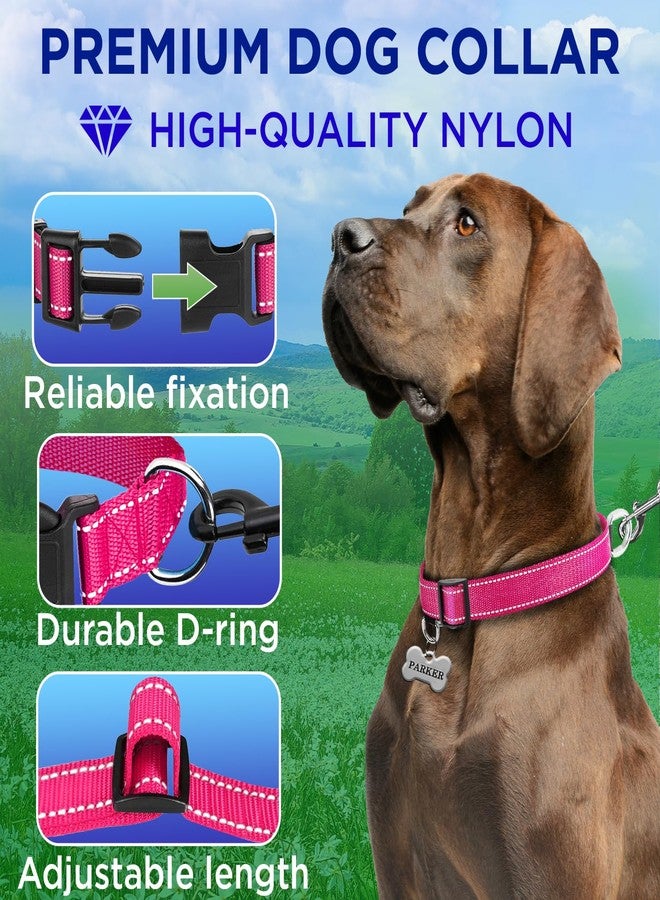 TECEUM Reflective Dog Collar – Hot Pink – M – Basic Nylon Pet Collar – Quick Release Buckle – Fits Small, Medium and Large Dogs, Puppies, Cats – ESA & Service Dog Options - Image 2