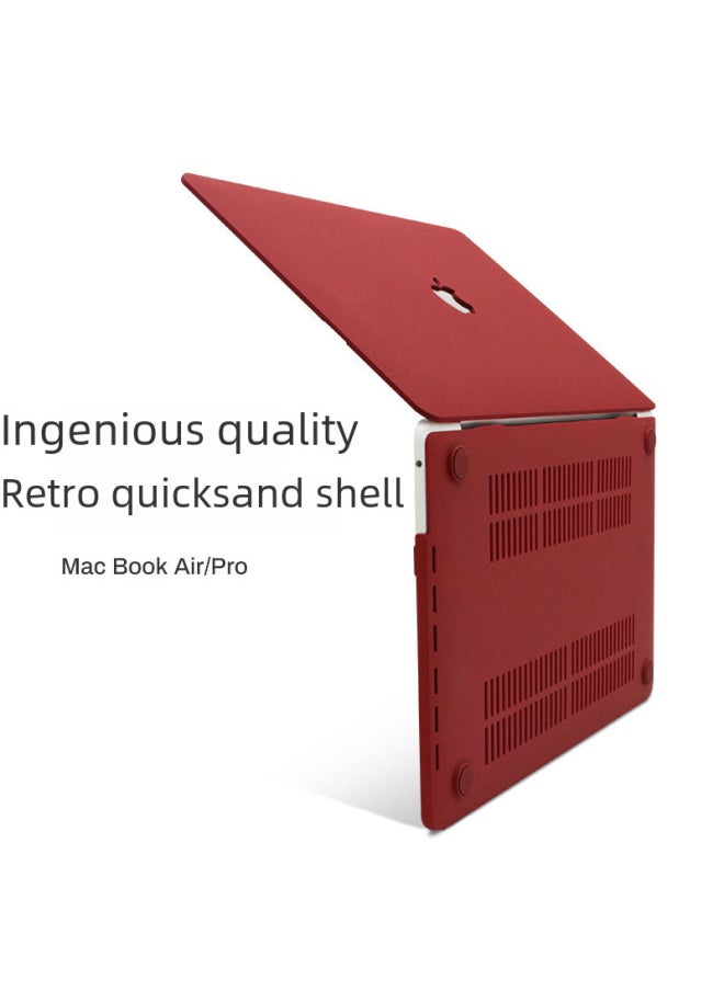 Protective Case For Macbook Pro Air 13-inch 14-inch Laptop Computer Notebook Shell-Color:Quicksand Wine Red-Applicable Model:Openwork 15.4 Retina (a1398)