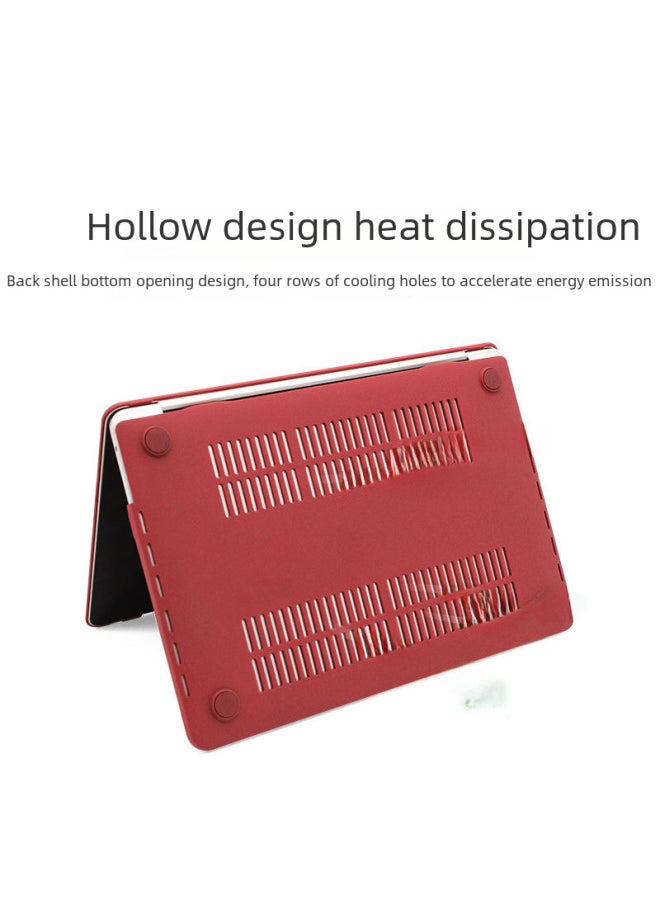 Protective Case For Macbook Pro Air 13-inch 14-inch Laptop Computer Notebook Shell-Color:Quicksand Wine Red-Applicable Model:Openwork 15.4 Retina (a1398)