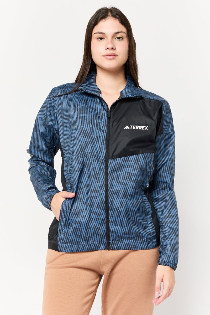 Adidas Women Sportswear Fit Long Sleeve Running Windbreaker Jacket, Multicolor - Image 1