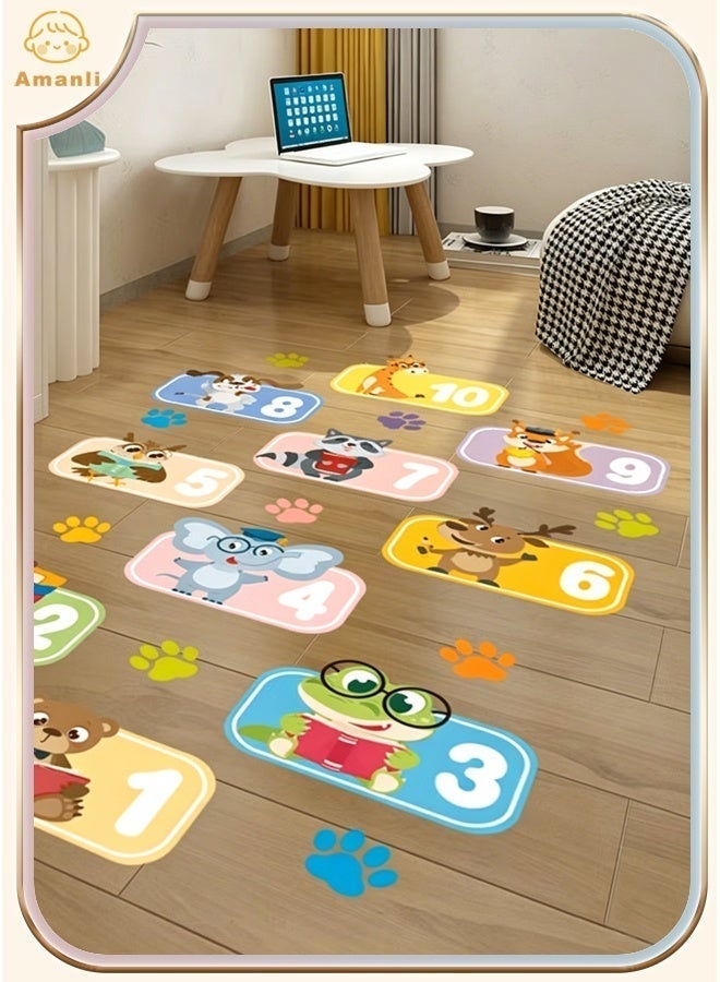 Amanli 3 Roll Animal Number Grid Floor Stickers with Colorful Animal Paw Prints, DIY Wall Stickers, Hopscotch Game Decals for Kids’ Bedroom, Classroom & Corridor Decor - Image 2