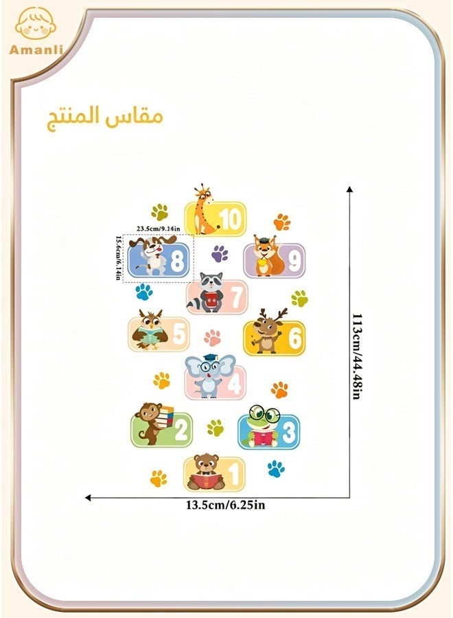 Amanli 3 Roll Animal Number Grid Floor Stickers with Colorful Animal Paw Prints, DIY Wall Stickers, Hopscotch Game Decals for Kids’ Bedroom, Classroom & Corridor Decor - Image 3