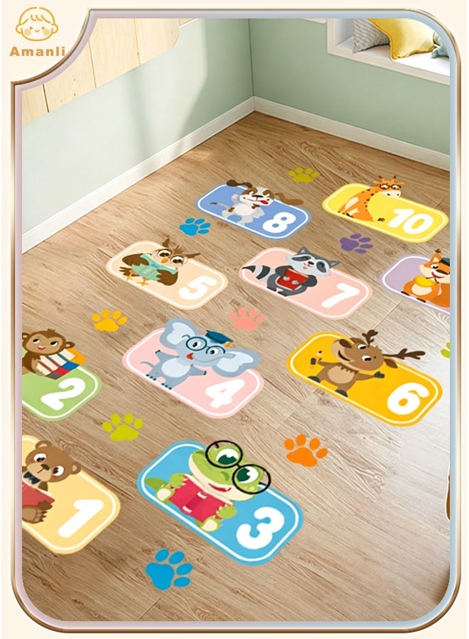 Amanli 3 Roll Animal Number Grid Floor Stickers with Colorful Animal Paw Prints, DIY Wall Stickers, Hopscotch Game Decals for Kids’ Bedroom, Classroom & Corridor Decor - Image 4