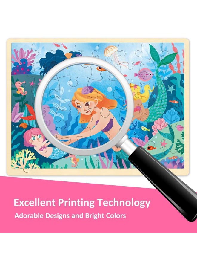 MoinKidz 48 Piece Puzzles for Kids Ages 3-5, Fun Mermaid Wooden Jigsaw Puzzles for 3 Year Old with Unique Puzzle Pieces, Preschool Toddler Puzzles Ages 4-8 with Puzzle Tray - Image 4