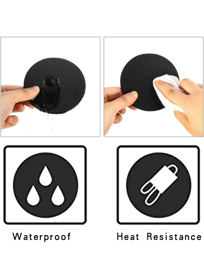 Coasters for Drinks with Holder Black Round Coasters Set PU Leather Cup Mats for Coffee Beer Tea Mug Wine Pub, Drink Coasters Set of 6 - Image 3