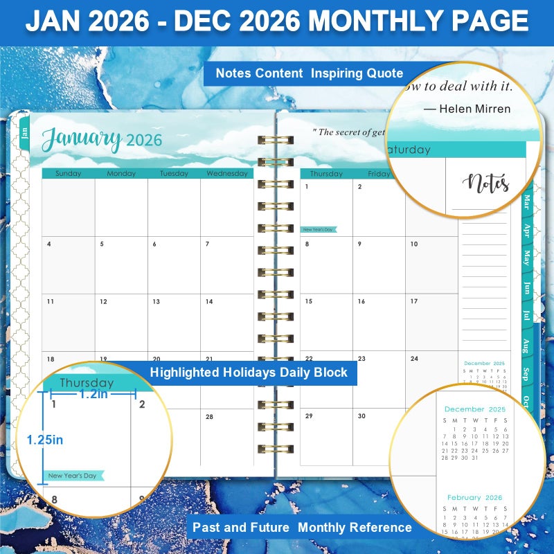 Coboll 2026 Planner - Planner 2026, January - December Weekly and Monthly Planners, 8.5" x 6.4", with Elastic Closure + Back Pocket + Thick Paper - Image 3