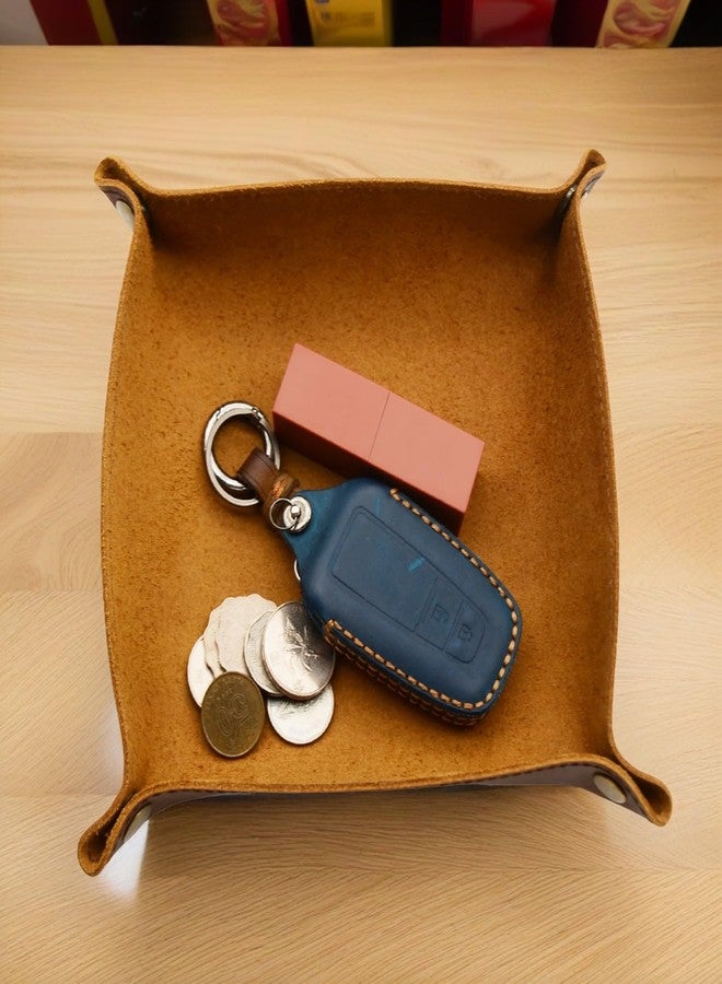 aolaso Valet Tray for Men, Leather Jewelry Key Catchall Tray Coin Phone Wallet Caddy Bedside Organizer Storage Box for Men & Women - Image 4