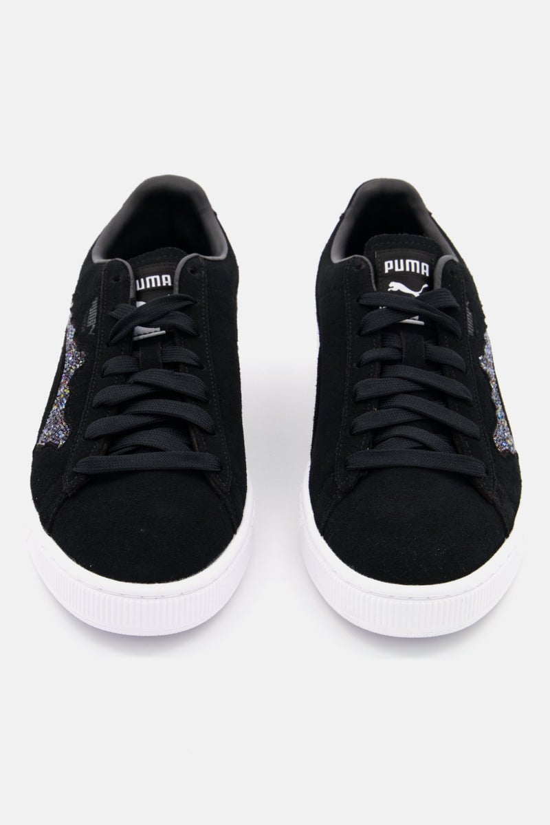 PUMA Women Suede Swarovski Lace Up Outdoor Sports Shoes, Black - Image 3