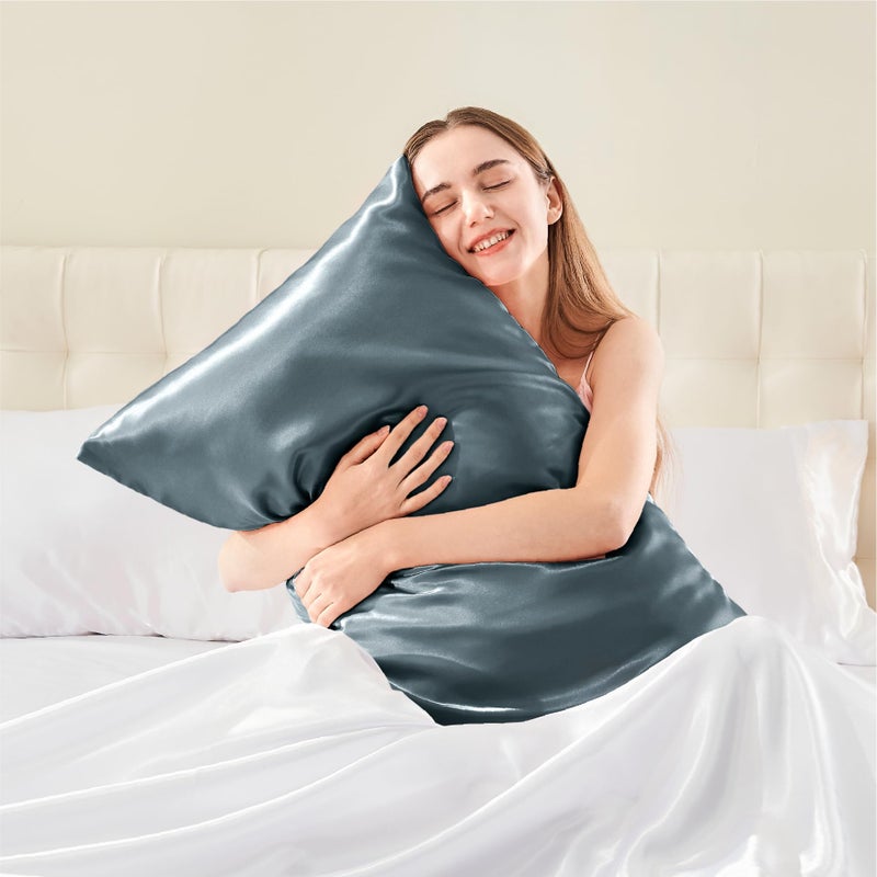 BEDELITE Satin Body Pillow Cover, Super Soft and Cooling Body Pillow Pillowcase for Hair and Skin, Breathable Silky Full Long Pillowcase Cover(20"x54", Space Grey) - Image 2