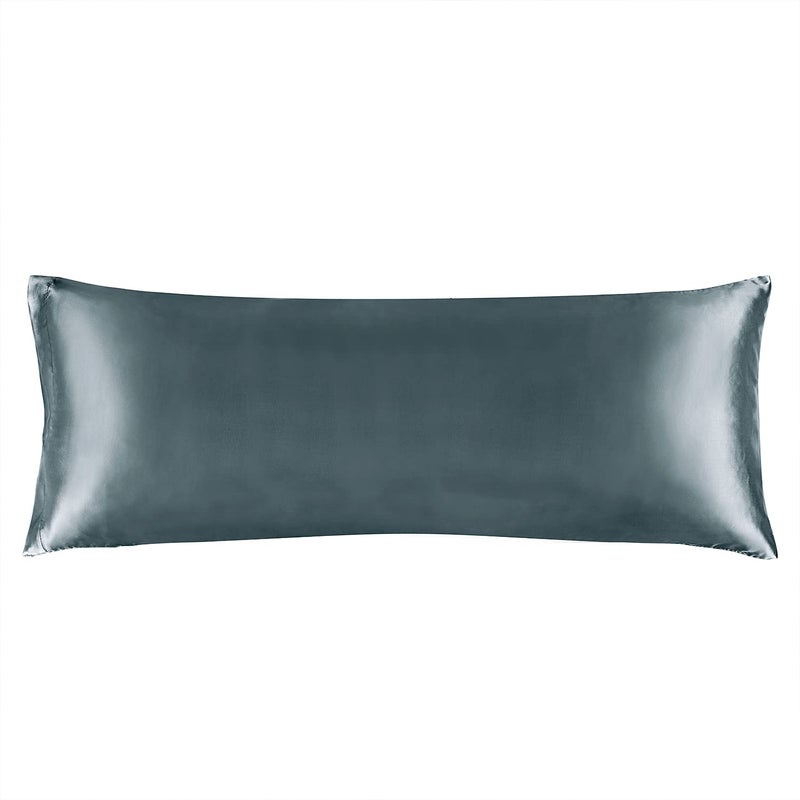 BEDELITE Satin Body Pillow Cover, Super Soft and Cooling Body Pillow Pillowcase for Hair and Skin, Breathable Silky Full Long Pillowcase Cover(20"x54", Space Grey) - Image 1
