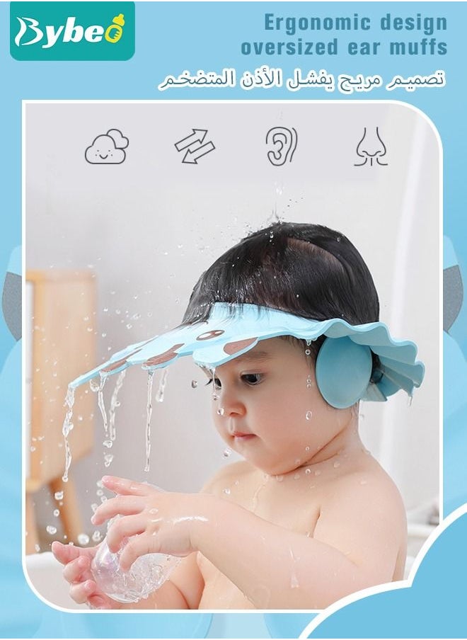 Bybeo - 3PCS Baby Silicone Adjustable Shower Cap + Infant Bath Washing Hair Shampoo Cup + Toddler Hairs Scalp Massager Shampooing Brush - Image 1