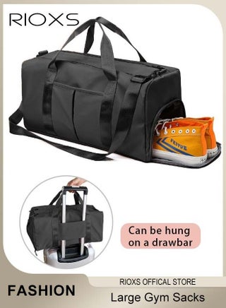 Unisex Gym Bag, Portable Gym Duffle Bag With Shoes Compartment, Waterproof Lightweight Travel Duffel Bag for Plane, Durable Gym Tote Bag for Men and Women, Large Capacity Luggage Bag for Travel, Gym, Sports, Duffel, Weekender, Black