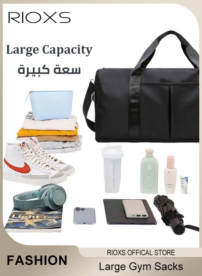 RIOXS Gym Sacks,Gym Bag With Shoes Compartment,Portable Handbag/Shoulder Bag, For Men Womenl,Large Capacity Luggage Bag For Fitness Travel Sport Yoga,Outdoor Sport Duffel Bag  - Image 4