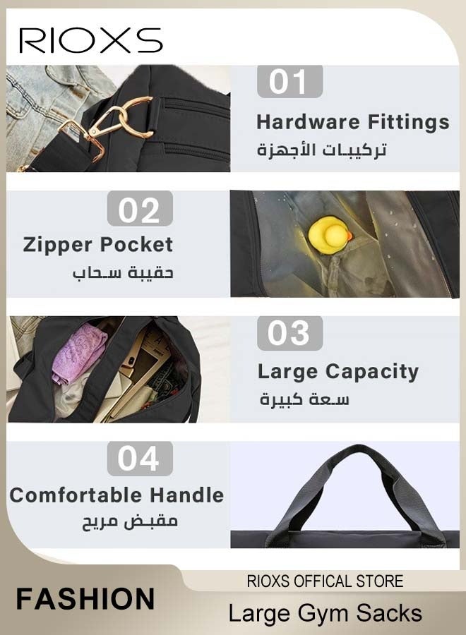RIOXS Gym Sacks,Gym Bag With Shoes Compartment,Portable Handbag/Shoulder Bag, For Men Womenl,Large Capacity Luggage Bag For Fitness Travel Sport Yoga,Outdoor Sport Duffel Bag  - Image 5