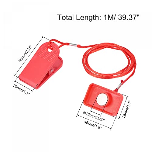 uxcell Fitness Magnet Key, 46x28mm Rectangle Shell, 15mm Dia. Magnet Safety Lock for Most Treadmill, Red - Image 2