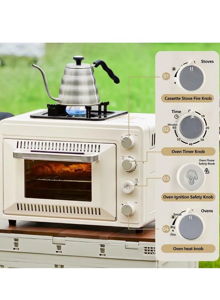 فرن غاز محمول خارجي بسعة 25 لتر مع موقد – جهاز متعدد الوظائف للخبز، القلي، الطهي والشوي – مثالي للبيتزا، التوست، الدجاج والمزيد - Image 2