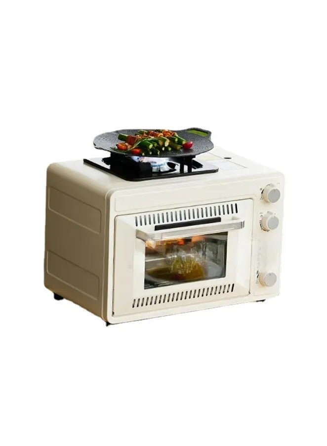 فرن غاز محمول خارجي بسعة 25 لتر مع موقد – جهاز متعدد الوظائف للخبز، القلي، الطهي والشوي – مثالي للبيتزا، التوست، الدجاج والمزيد - Image 4