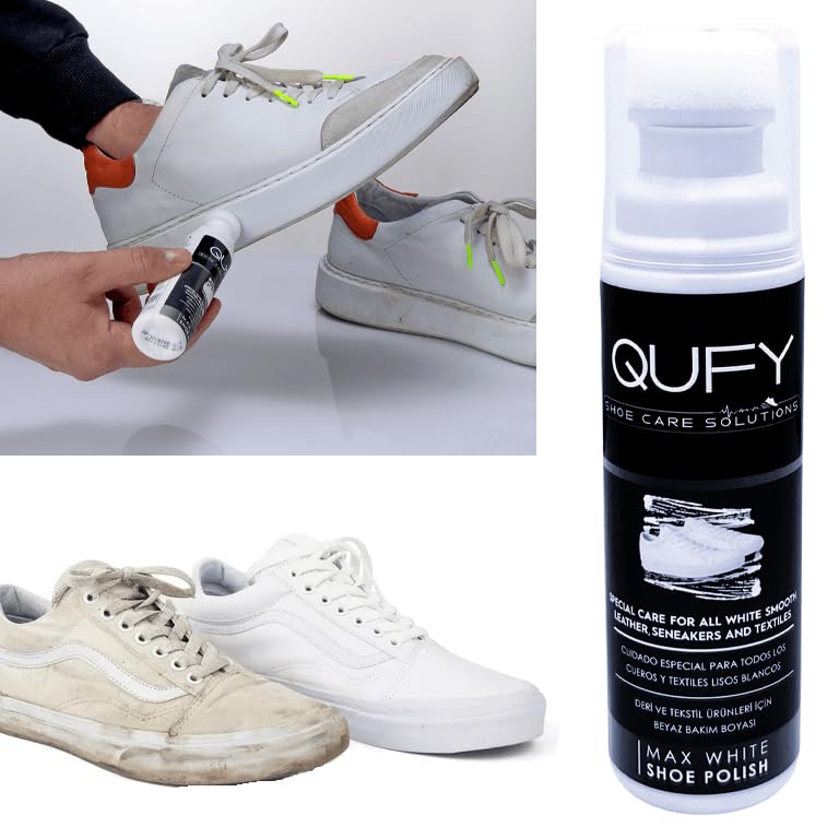 QUFY White Shoe Polish for Sneakers Leathers and Textiles with 1 Pair Shoelace - Image 3
