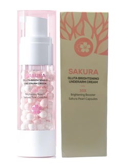 SAKURA Gluta Brightening Underarm Cream 50X Brightening Booster Sakura Pearl Capsules 30gm  - Image 1