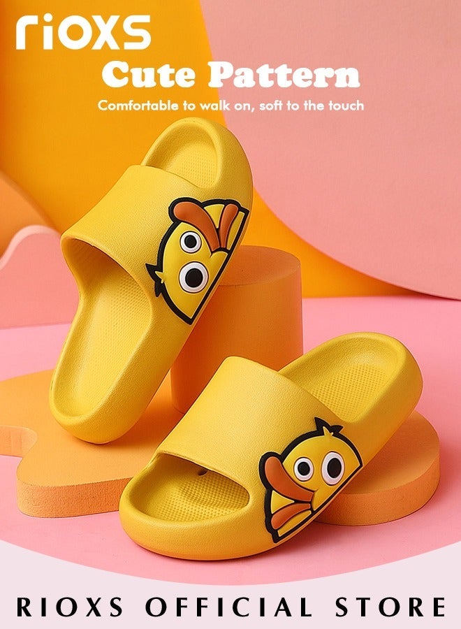 Kids Cloud Slippers with Duck Patterns, Lightweight Soft Sole Open Toe Slide Sandals for Boys and Girls, Anti-Slip Quick Dry Pool Beach Slides, Comfortable Cartoon Slip-on Shower Slippers Bedroom Shoes, Summer Indoor Outdoor Shoes for Beach, Pool, Bathroom or on Hot Days, Perfect Gift for Childre, Yellow - Image 3