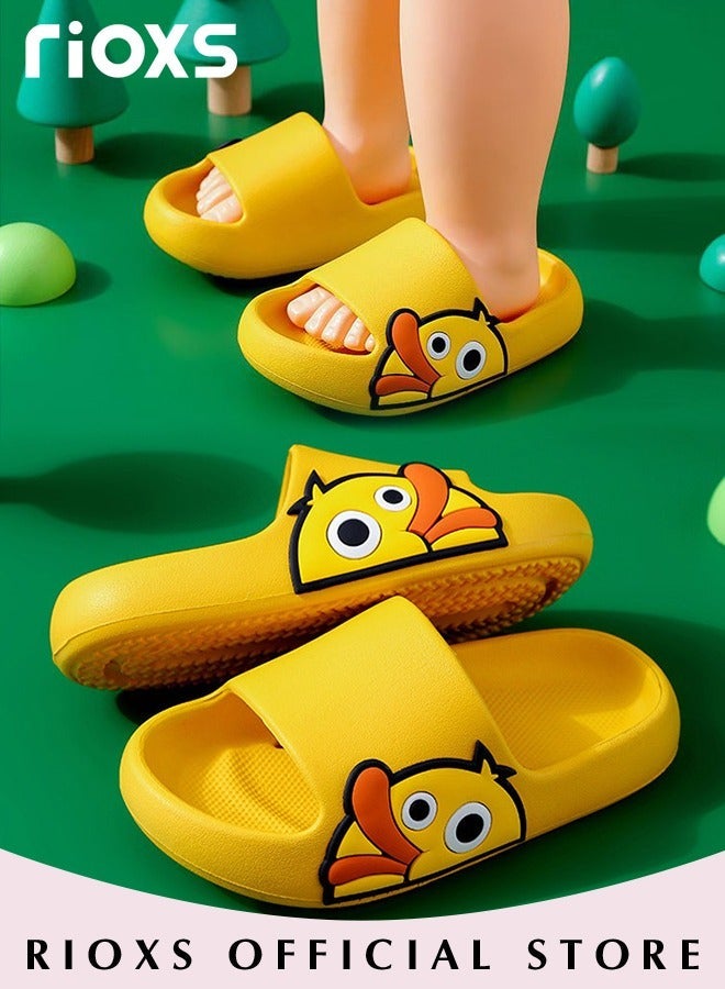 Kids Cloud Slippers with Duck Patterns, Lightweight Soft Sole Open Toe Slide Sandals for Boys and Girls, Anti-Slip Quick Dry Pool Beach Slides, Comfortable Cartoon Slip-on Shower Slippers Bedroom Shoes, Summer Indoor Outdoor Shoes for Beach, Pool, Bathroom or on Hot Days, Perfect Gift for Childre, Yellow - Image 2