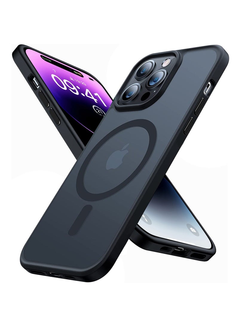 iPhone 14 Pro Max Case Cover Compatible with Magsafe Magnetic Designed Shockproof Case Translucent Matte Protective Cover Back Hard Cases with Magnet for iPhone 14 Pro Max Case Black  - Image 1