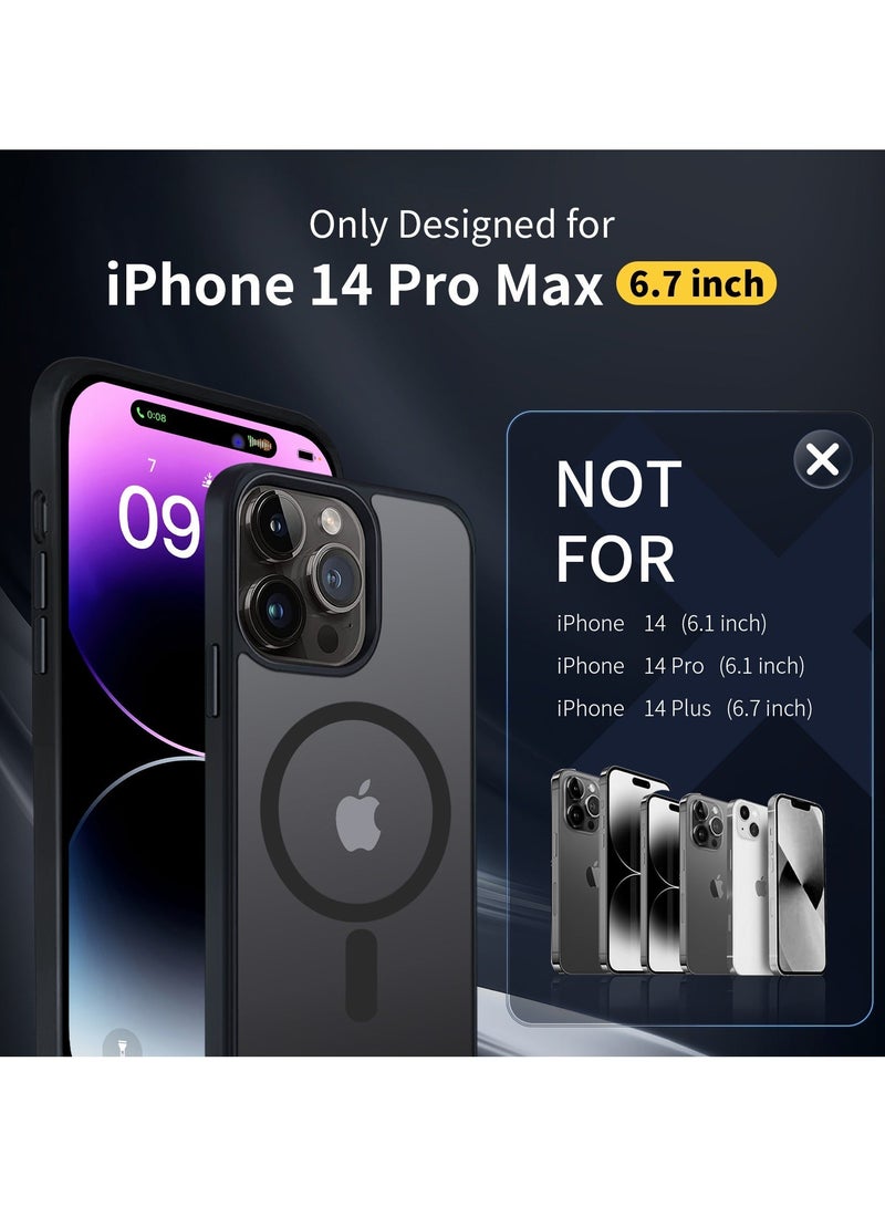 iPhone 14 Pro Max Case Cover Compatible with Magsafe Magnetic Designed Shockproof Case Translucent Matte Protective Cover Back Hard Cases with Magnet for iPhone 14 Pro Max Case Black  - Image 2