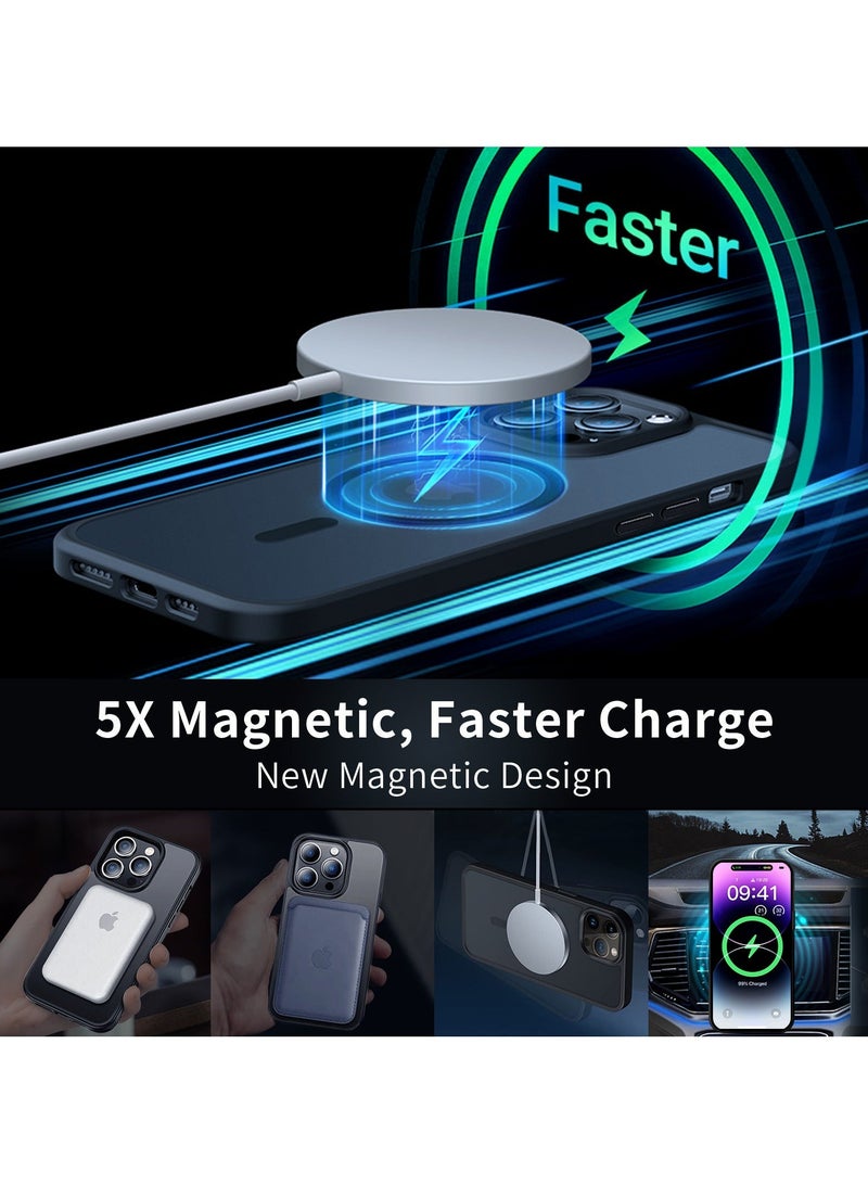 iPhone 14 Pro Max Case Cover Compatible with Magsafe Magnetic Designed Shockproof Case Translucent Matte Protective Cover Back Hard Cases with Magnet for iPhone 14 Pro Max Case Black  - Image 3