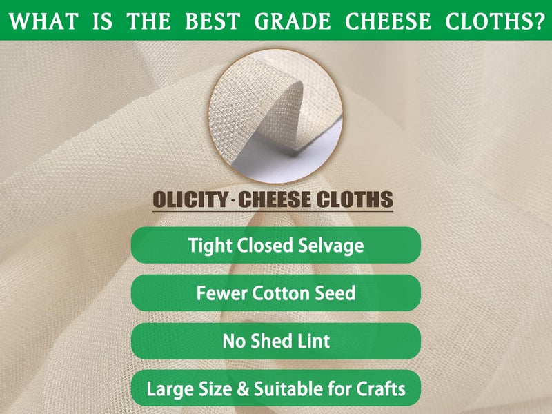 Olicity Cheese Cloths, Grade 100, 45 Sq Feet, Reusable Cheese Cloth with Closed Edges Fabric Fine Mesh Cloth, Unbleached Cotton Muslin Cheesecloth for Straining, Baking, Milk, Free Cutting - 5 Yards - Image 4
