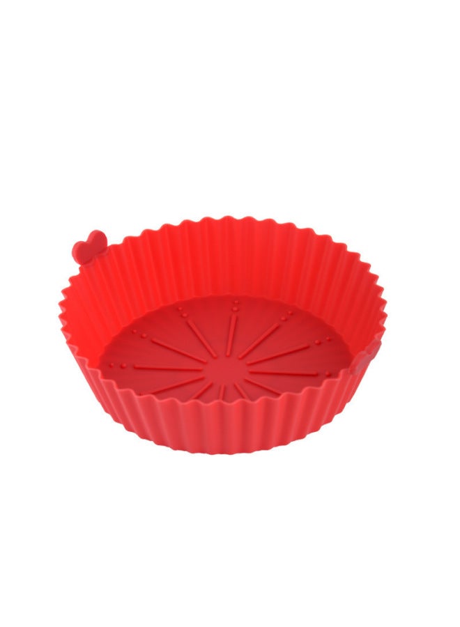 Air Fryer Paper Special Paper High Temperature Resistant Washable Baking Bakeware Oven Easy Cleaning Silicone Air Fryer Pad-Specifications:Red Small Size  - Image 1