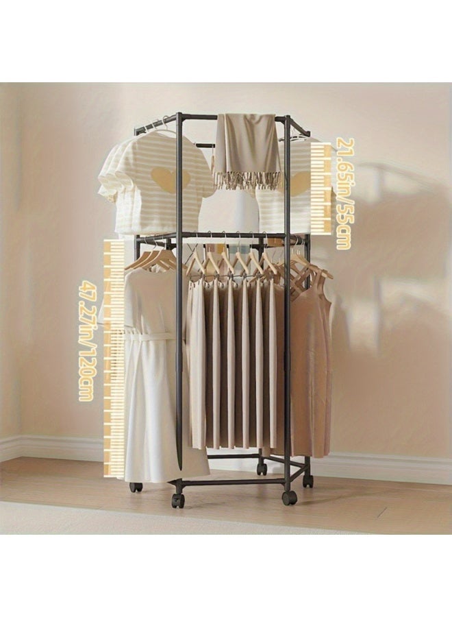 WALALLA Heavy-Duty Adjustable Clothes Drying Rack - 2-Tier Metal Shelves + Hanging Rods | Multi-Position Space-Saving Organizer for Bedroom, Bathroom & Closet | Sturdy Floor Standing Design (Black) - Image 5