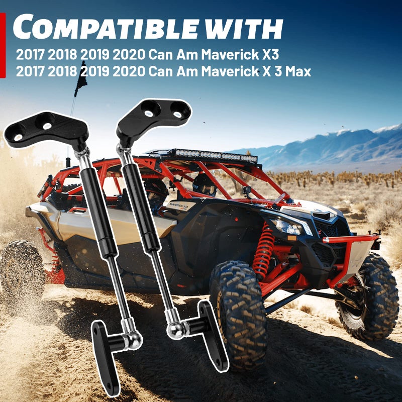Generic Piodelo X3 Door Opener Kits, Front and Rear Door Shocks Struts Compatible with Can Am Maverick X3 and X3 Max 2017 2018 2019 2020 2021 2022 Auxiliary Doors Opener Accessories - Black  - Image 2