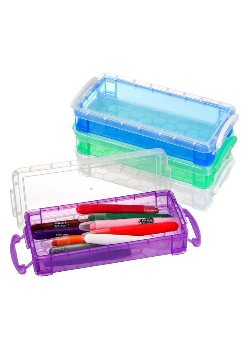 Generic 8 Pack Transparent Storage Containers, Spacious Plastic Organizer, Pencil Case Set, Children's Pencil Holder, Stackable Design, Office Supply Organizer, 8.3 x 3.9 x 1.6 inches  - Image 3