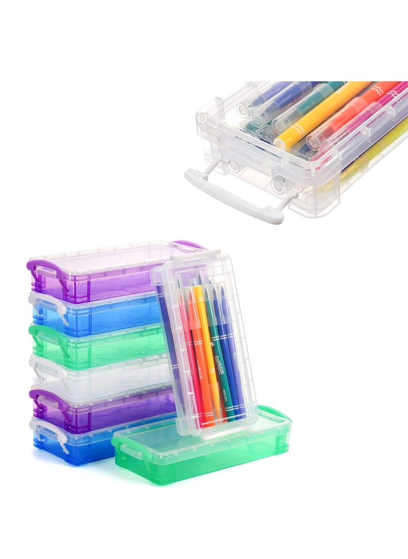 Generic 8 Pack Transparent Storage Containers, Spacious Plastic Organizer, Pencil Case Set, Children's Pencil Holder, Stackable Design, Office Supply Organizer, 8.3 x 3.9 x 1.6 inches  - Image 1