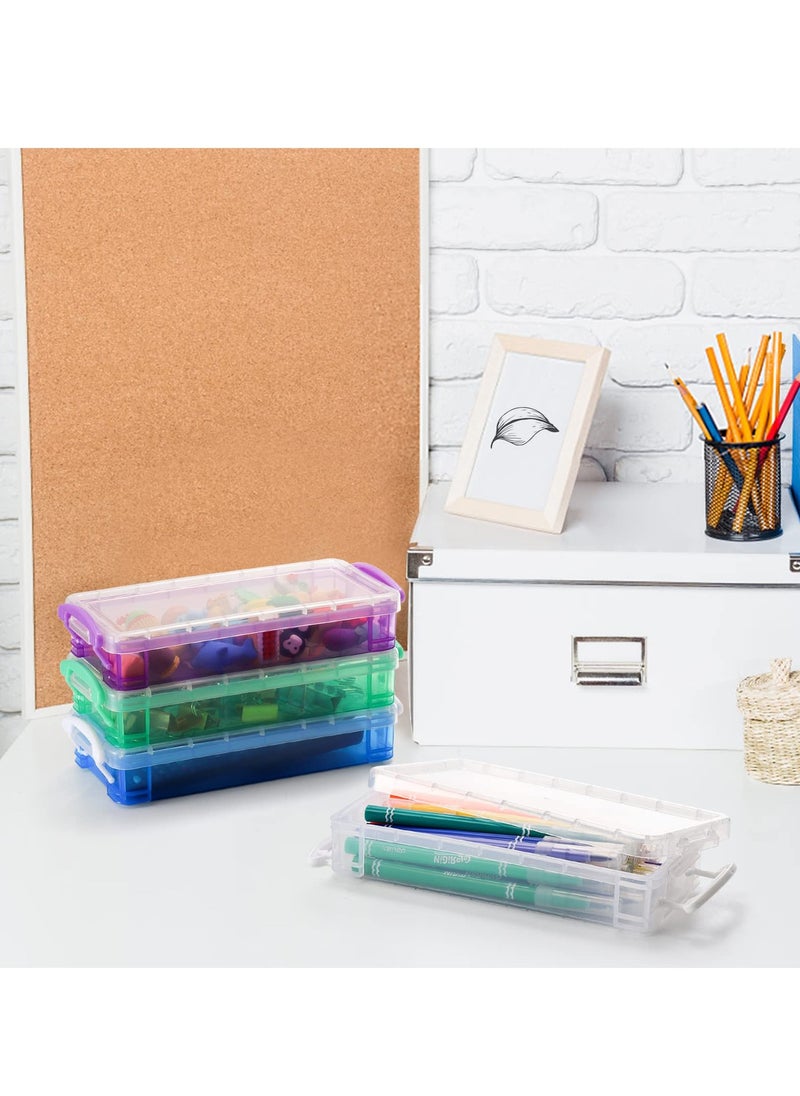 Generic 8 Pack Transparent Storage Containers, Spacious Plastic Organizer, Pencil Case Set, Children's Pencil Holder, Stackable Design, Office Supply Organizer, 8.3 x 3.9 x 1.6 inches  - Image 5