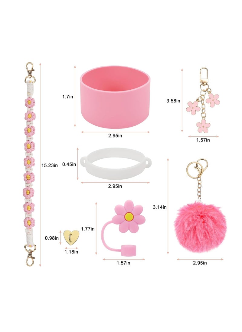 Generic - Stanley Cup Accessories Set, Including Water Bottle Handle Strap, Silicone Stanley Cup Boot, Silicone Straw Cover, Stanley Charms for Stanley Cup 40oz & 30oz Tumbler(Pink) - Image 1