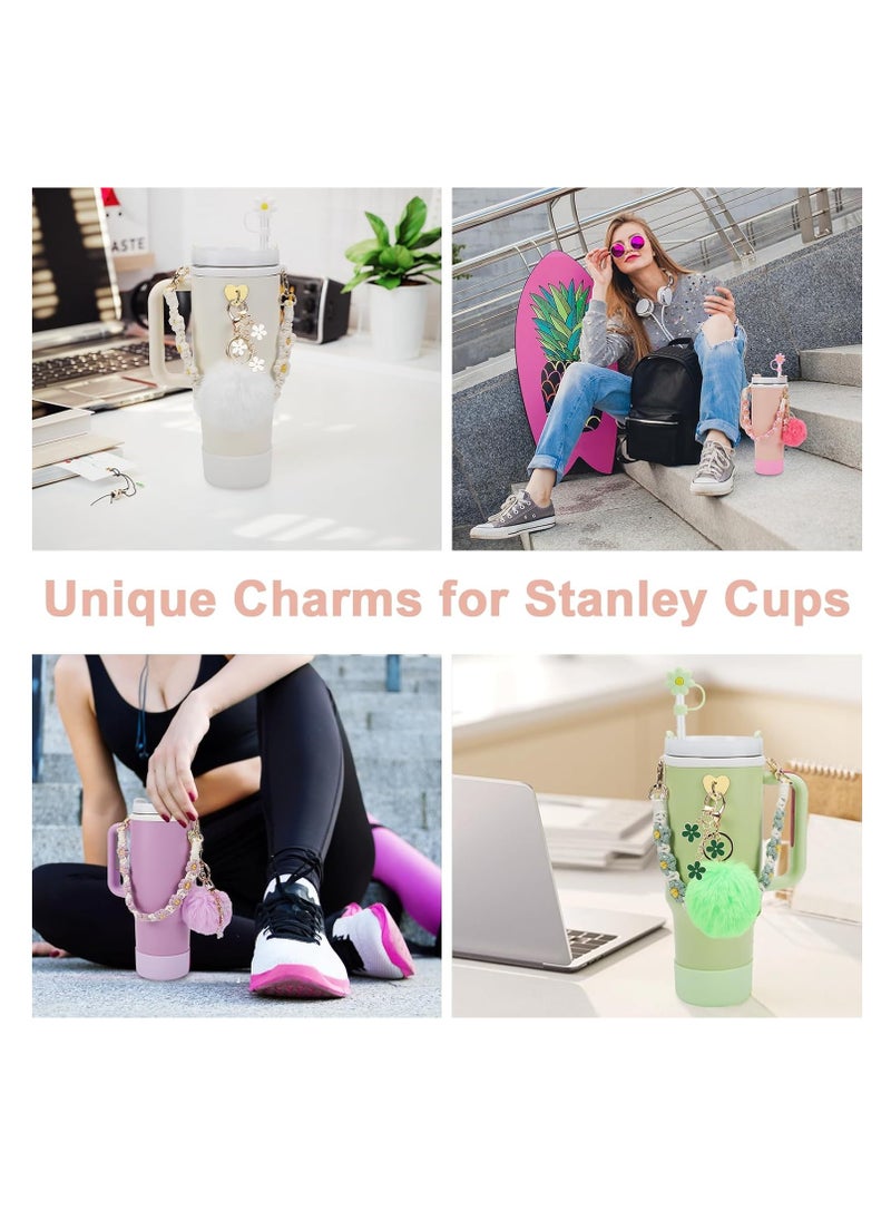 Generic - Stanley Cup Accessories Set, Including Water Bottle Handle Strap, Silicone Stanley Cup Boot, Silicone Straw Cover, Stanley Charms for Stanley Cup 40oz & 30oz Tumbler(Pink) - Image 1